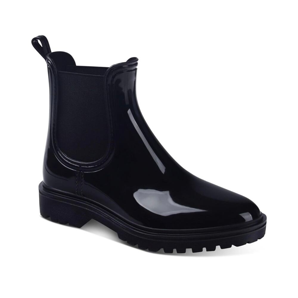 INC Womens Boots Patent Pull On Rain Boots Black 10 NEW #M764